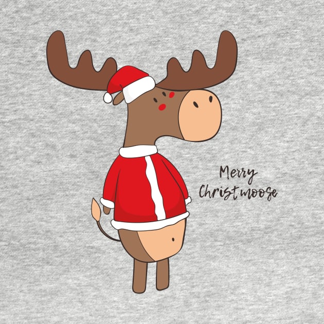 Merry Christmoose, Funny Cute Christmas Moose by Dreamy Panda Designs